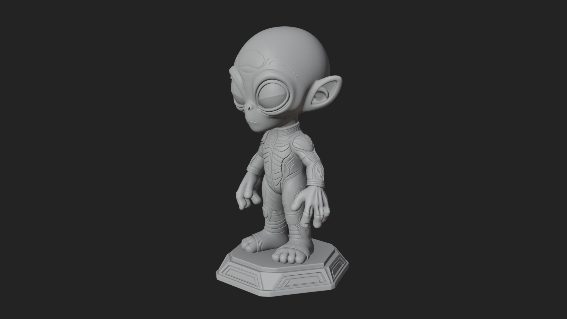 Big Head Alien Statue Design 3 3D Print Model 3D Model