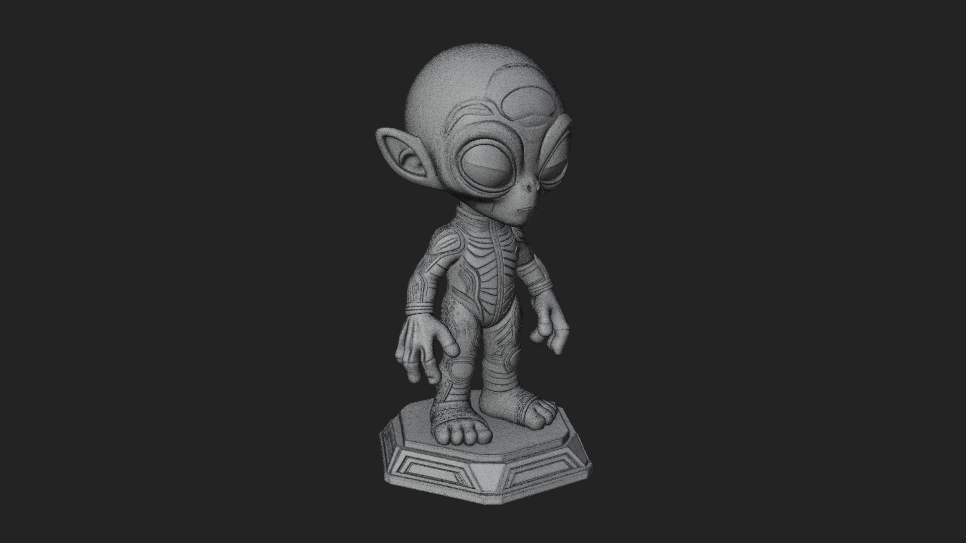 Big Head Alien Statue Design 3 3D Print Model 3D Model