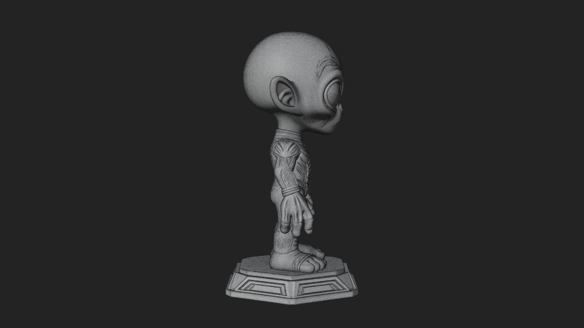 Big Head Alien Statue Design 3 3D Print Model 3D Model