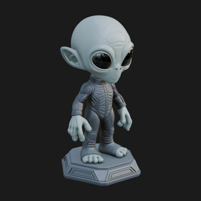 Big Head Alien Statue Design 3 3D Print Model