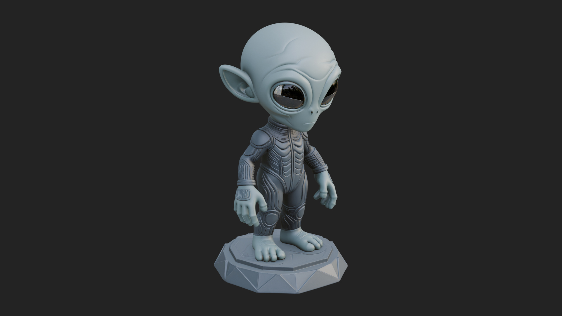 Big Head Alien Statue Design 4 3D Print Model 3D Model