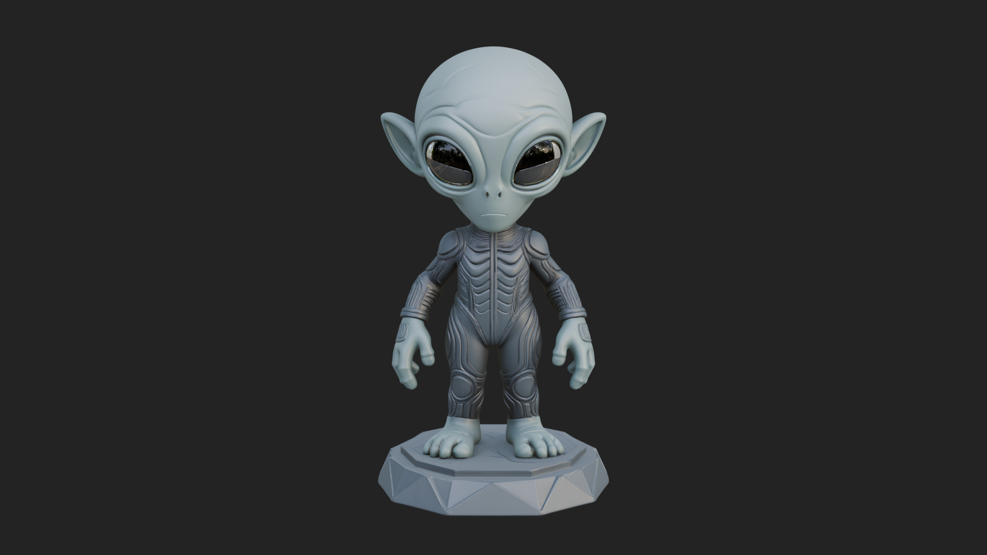 Big Head Alien Statue Design 4 3D Print Model 3D Model