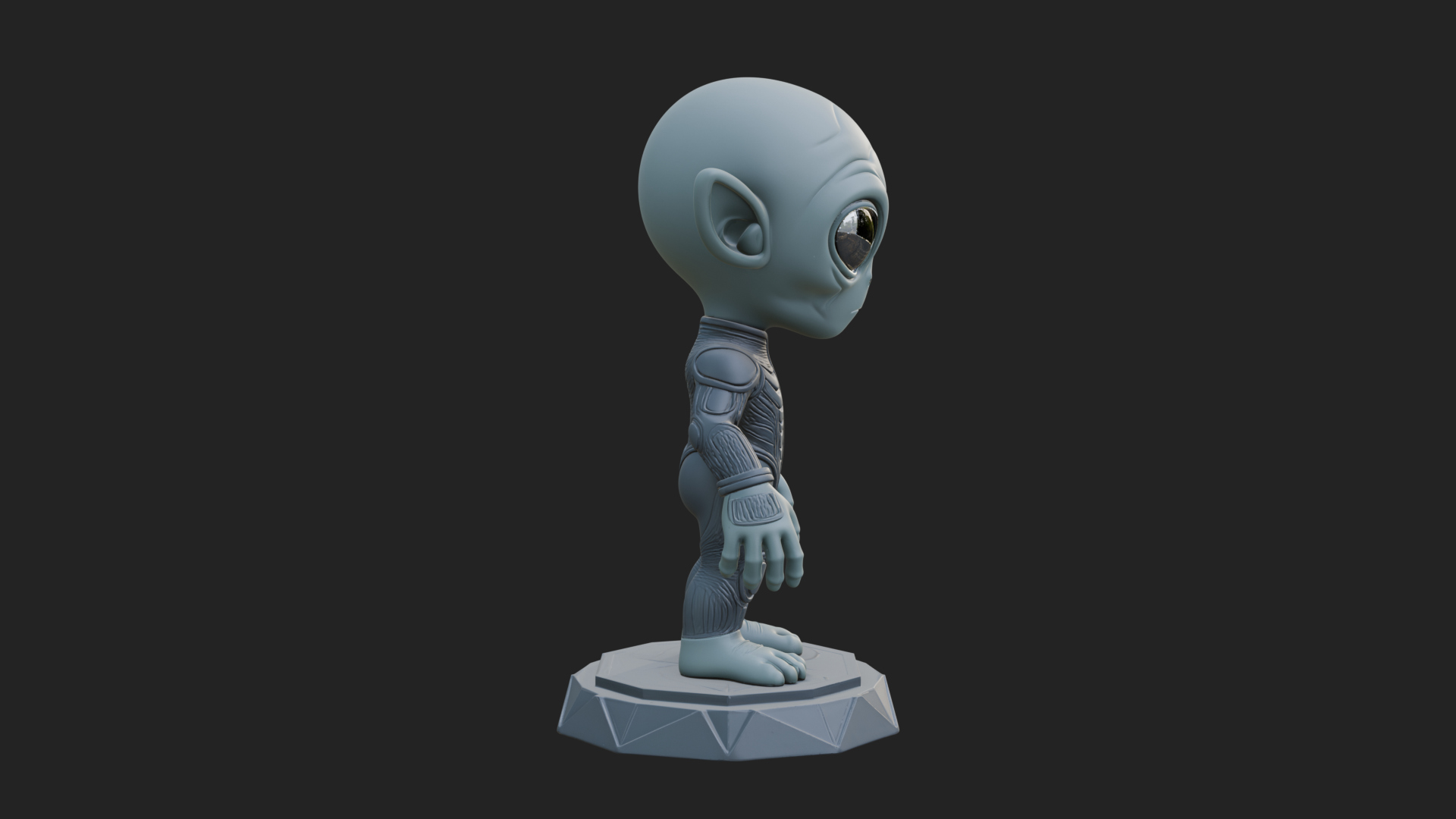 Big Head Alien Statue Design 4 3D Print Model 3D Model