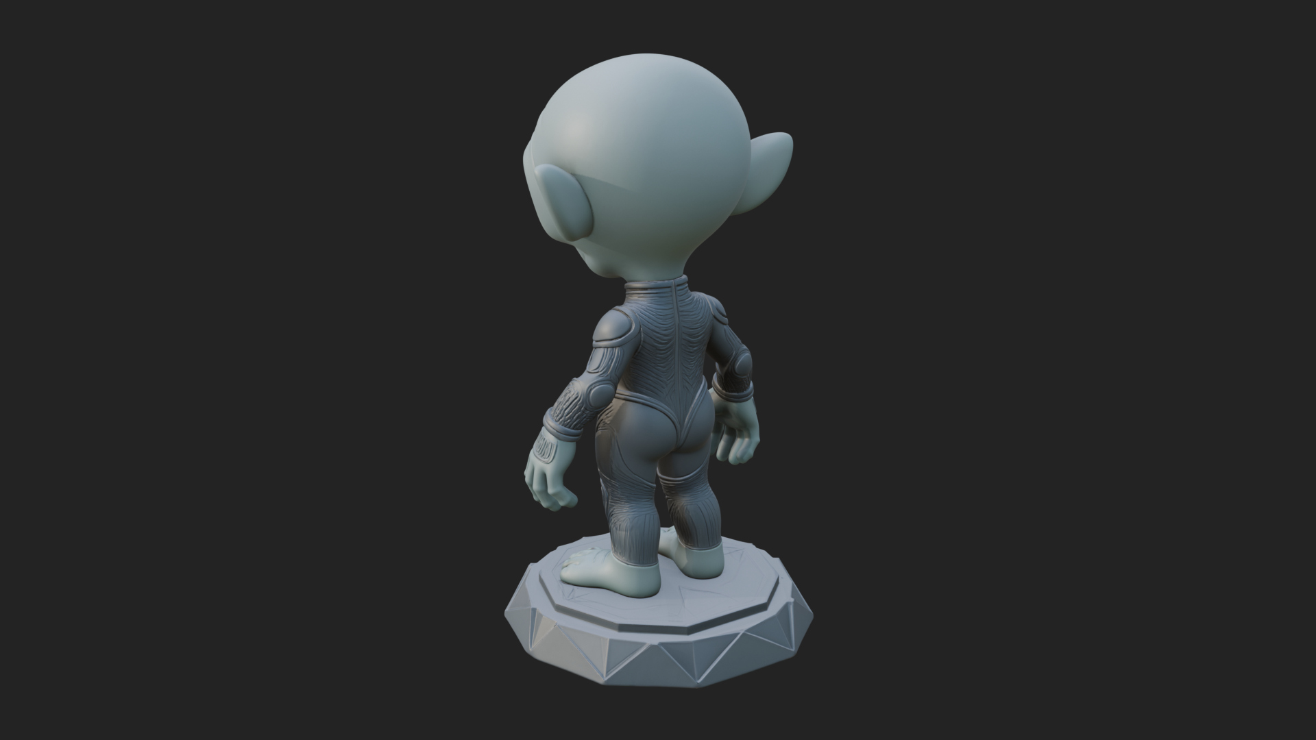 Big Head Alien Statue Design 4 3D Print Model 3D Model