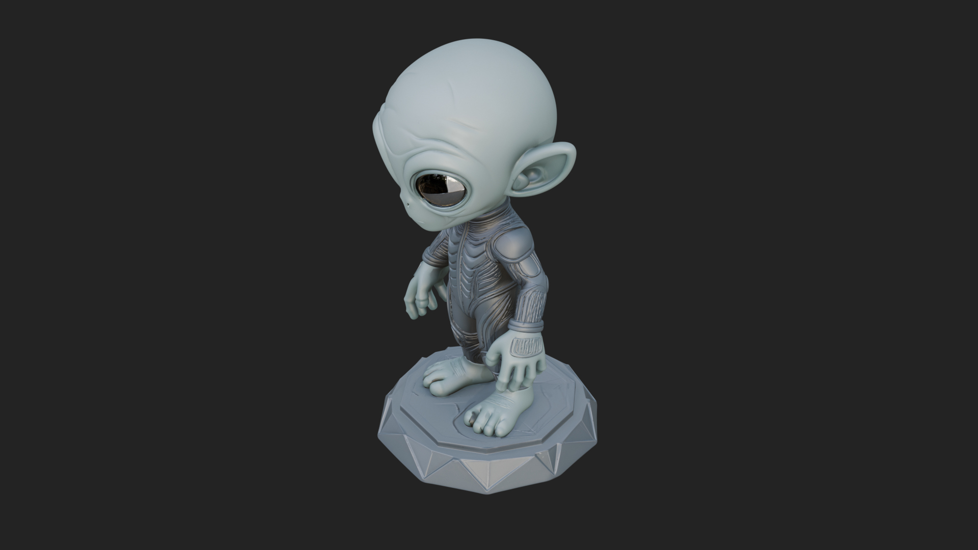 Big Head Alien Statue Design 4 3D Print Model 3D Model