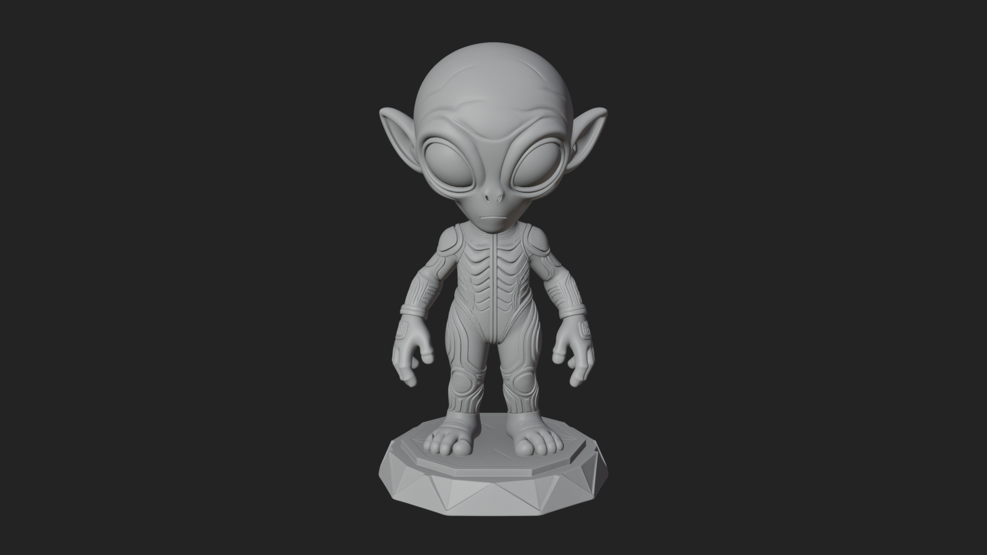 Big Head Alien Statue Design 4 3D Print Model 3D Model