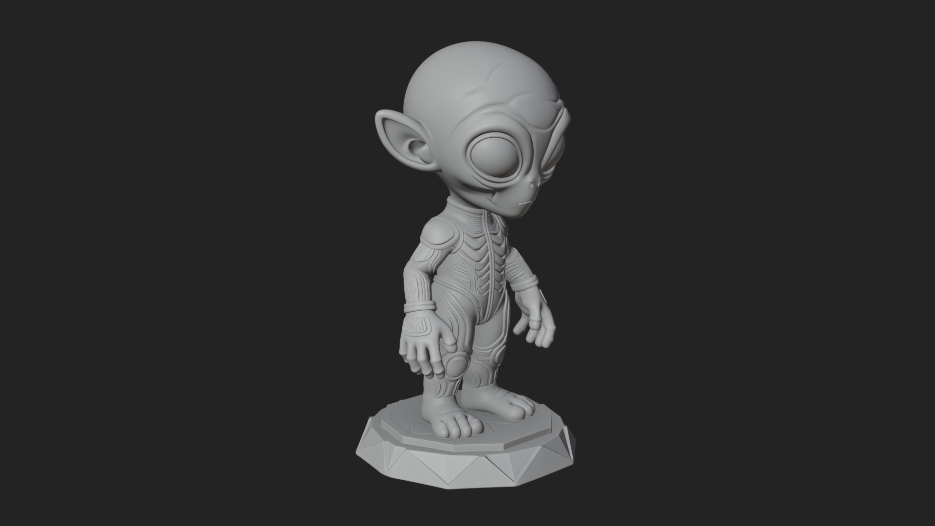 Big Head Alien Statue Design 4 3D Print Model 3D Model