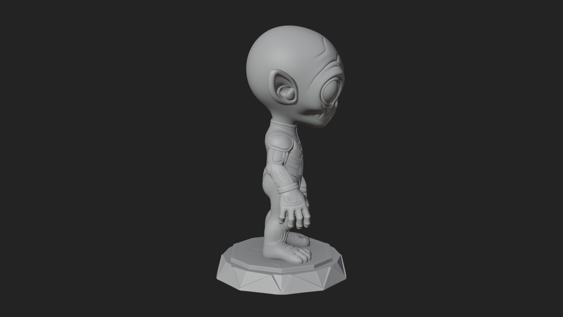 Big Head Alien Statue Design 4 3D Print Model 3D Model