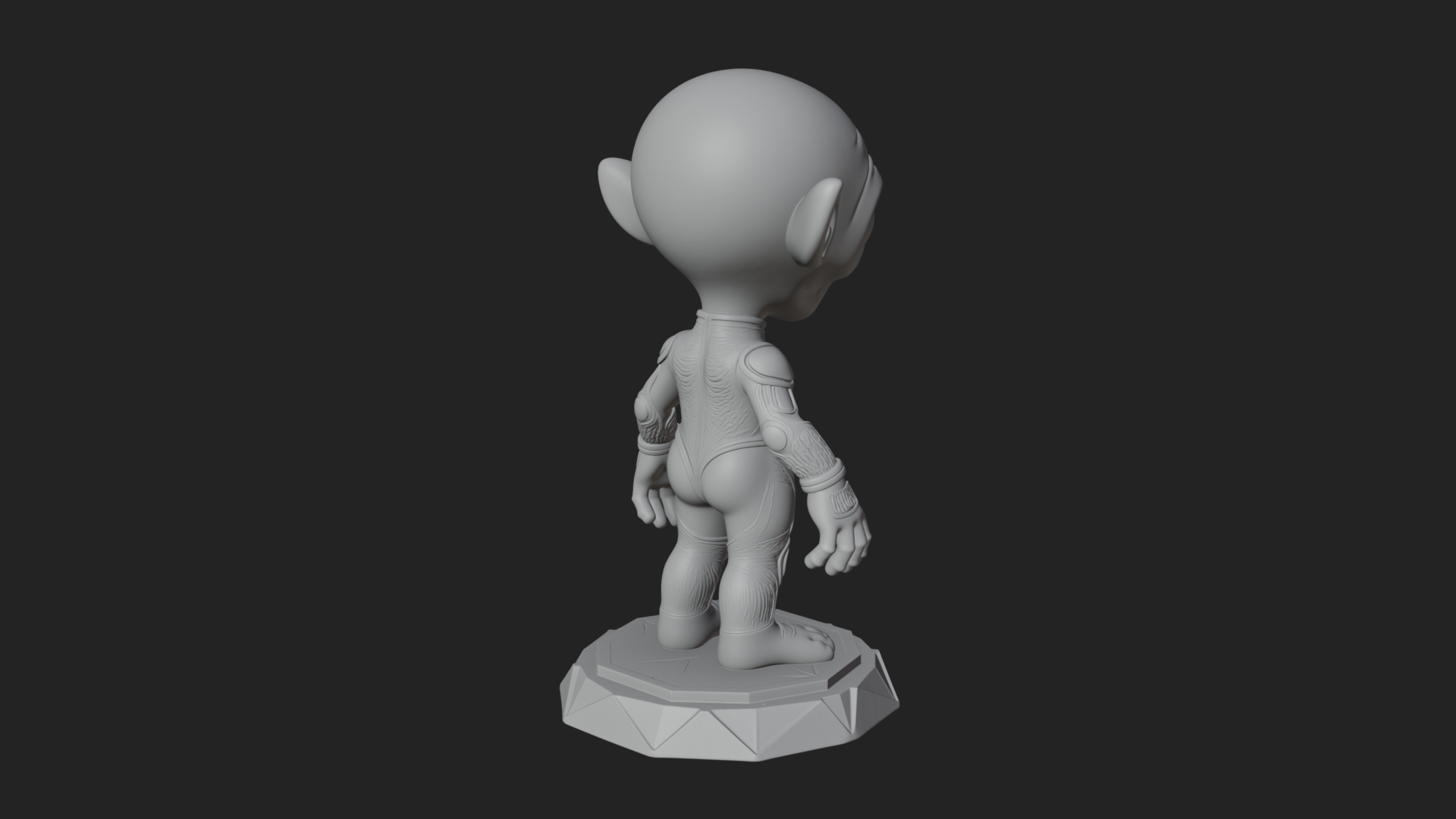 Big Head Alien Statue Design 4 3D Print Model 3D Model
