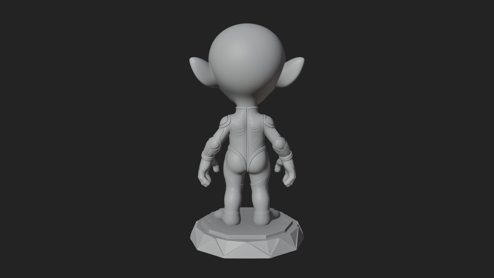 Big Head Alien Statue Design 4 3D Print Model 3D Model