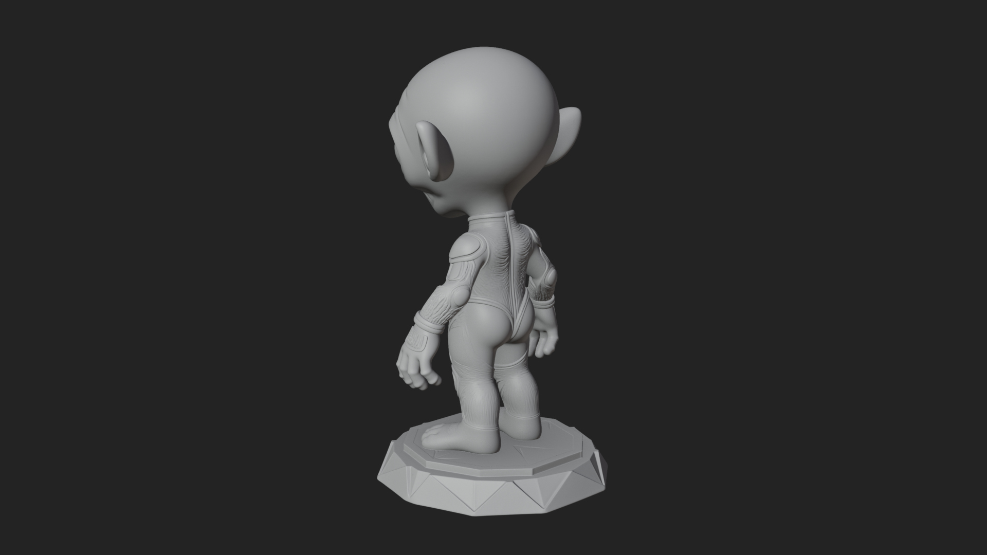 Big Head Alien Statue Design 4 3D Print Model 3D Model