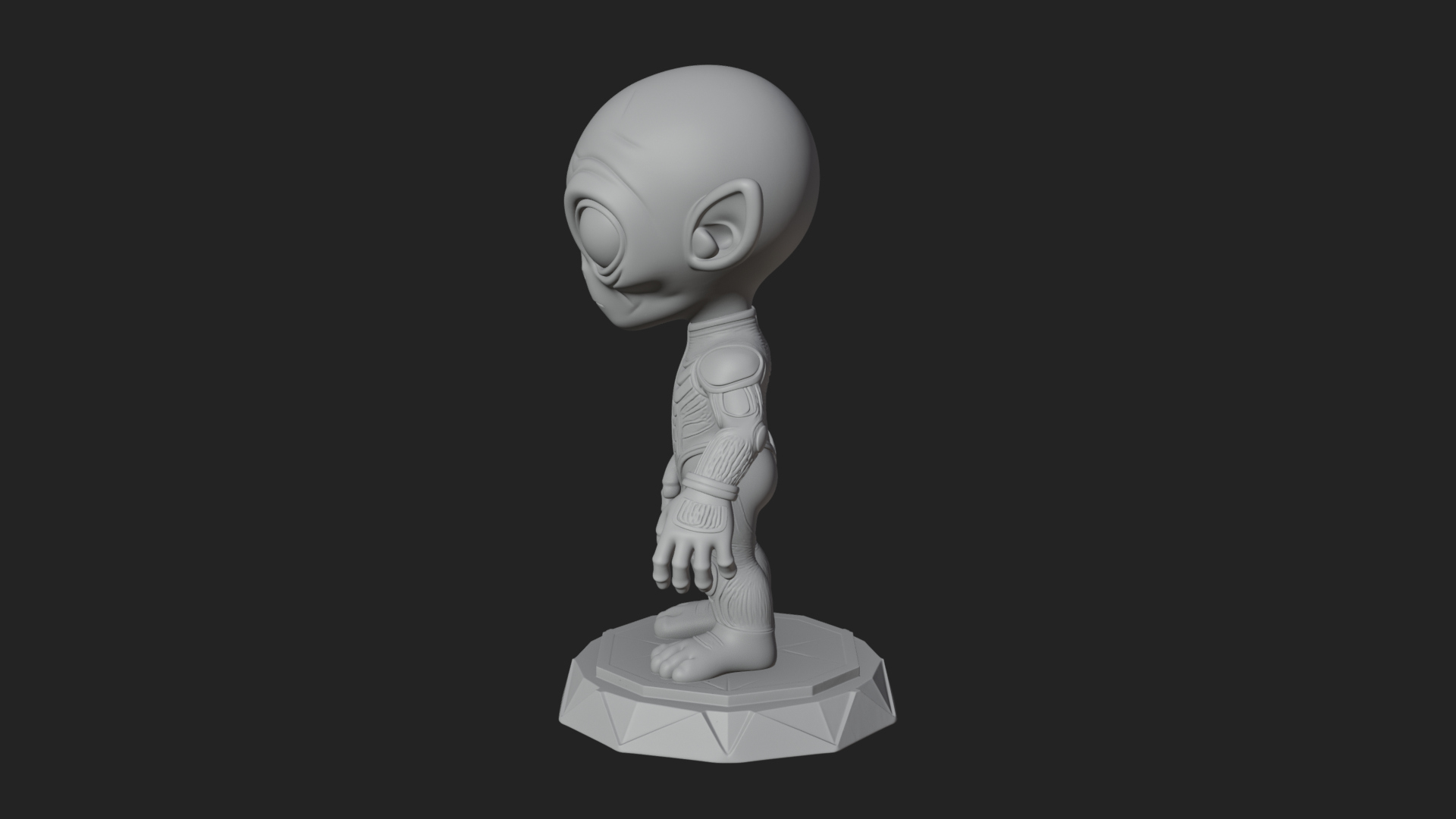 Big Head Alien Statue Design 4 3D Print Model 3D Model