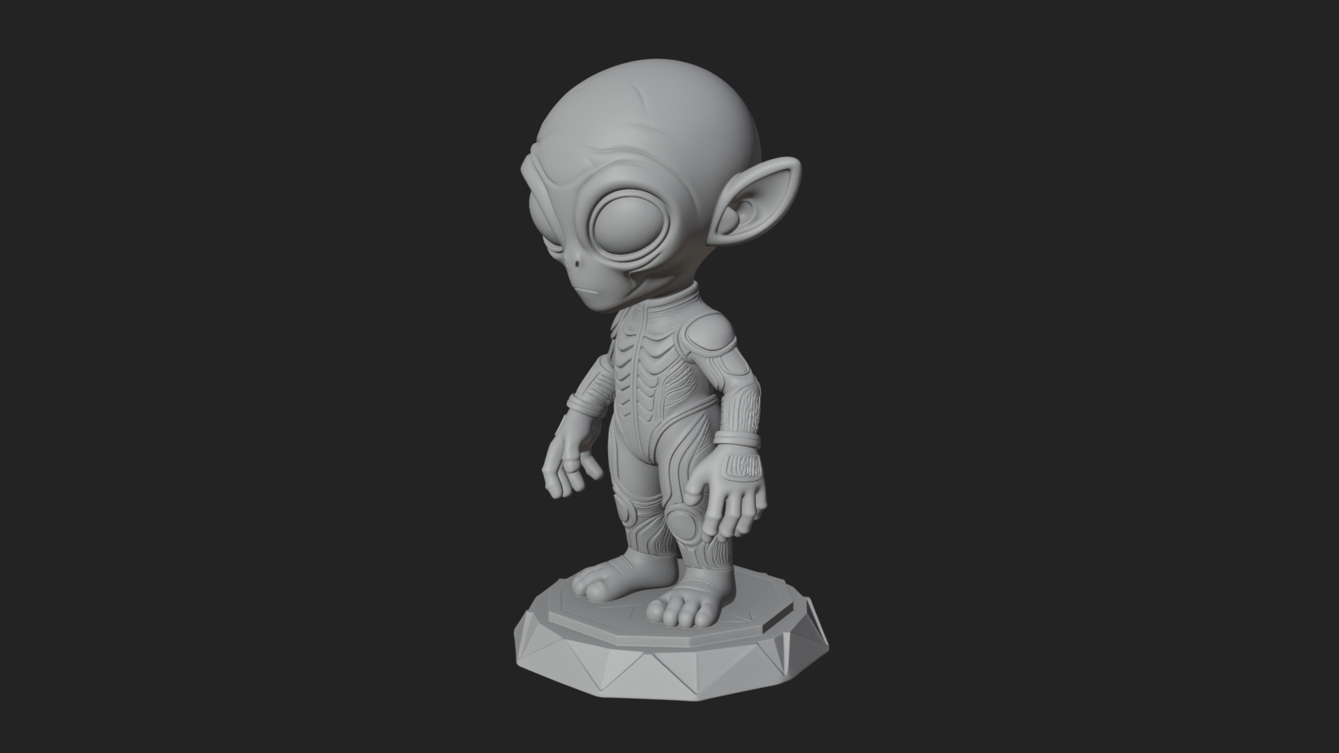 Big Head Alien Statue Design 4 3D Print Model 3D Model