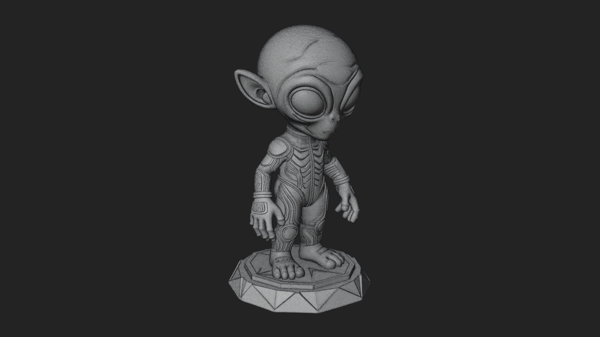 Big Head Alien Statue Design 4 3D Print Model 3D Model