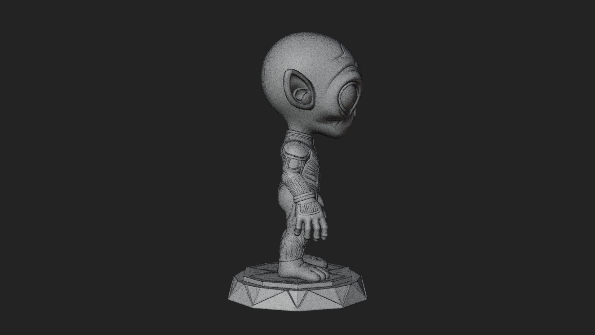 Big Head Alien Statue Design 4 3D Print Model 3D Model