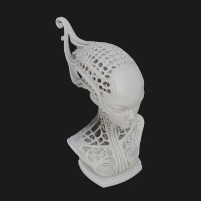 Biomechanical Alien Bust Statue Design 11 3D Print Model