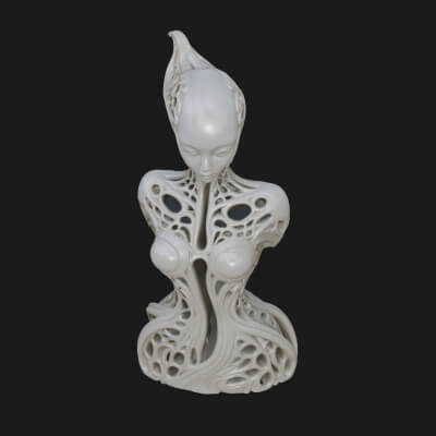 Biomechanical Alien Bust Statue Design 14 3D Print Model