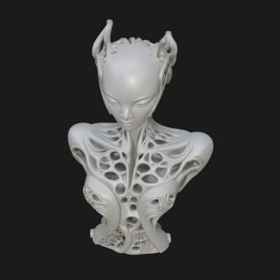 Biomechanical Alien Bust Statue Design 8 3D Print Model