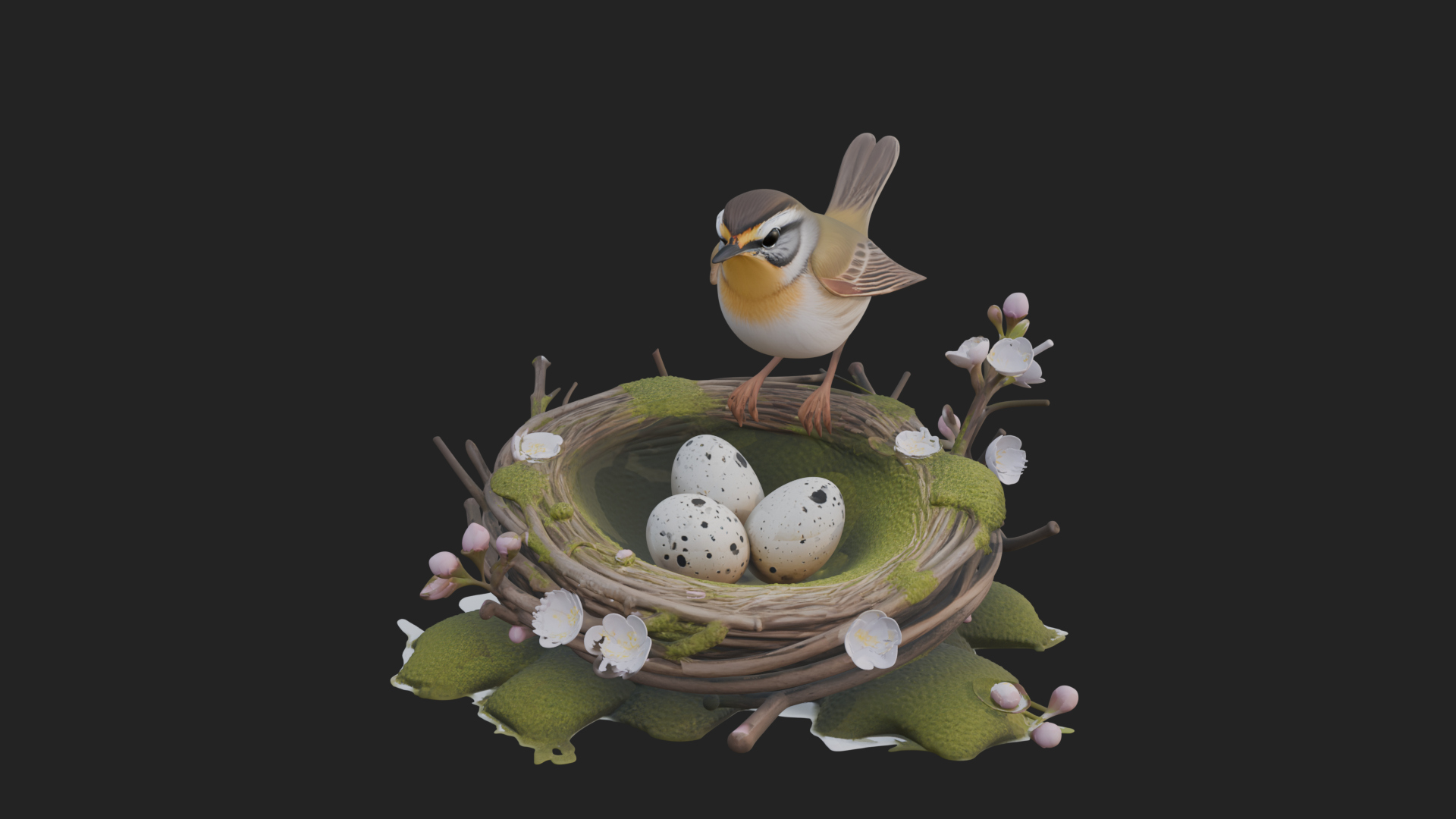 Bird Nest with Eggs Statue Design 1 3D Print Model 3D Model
