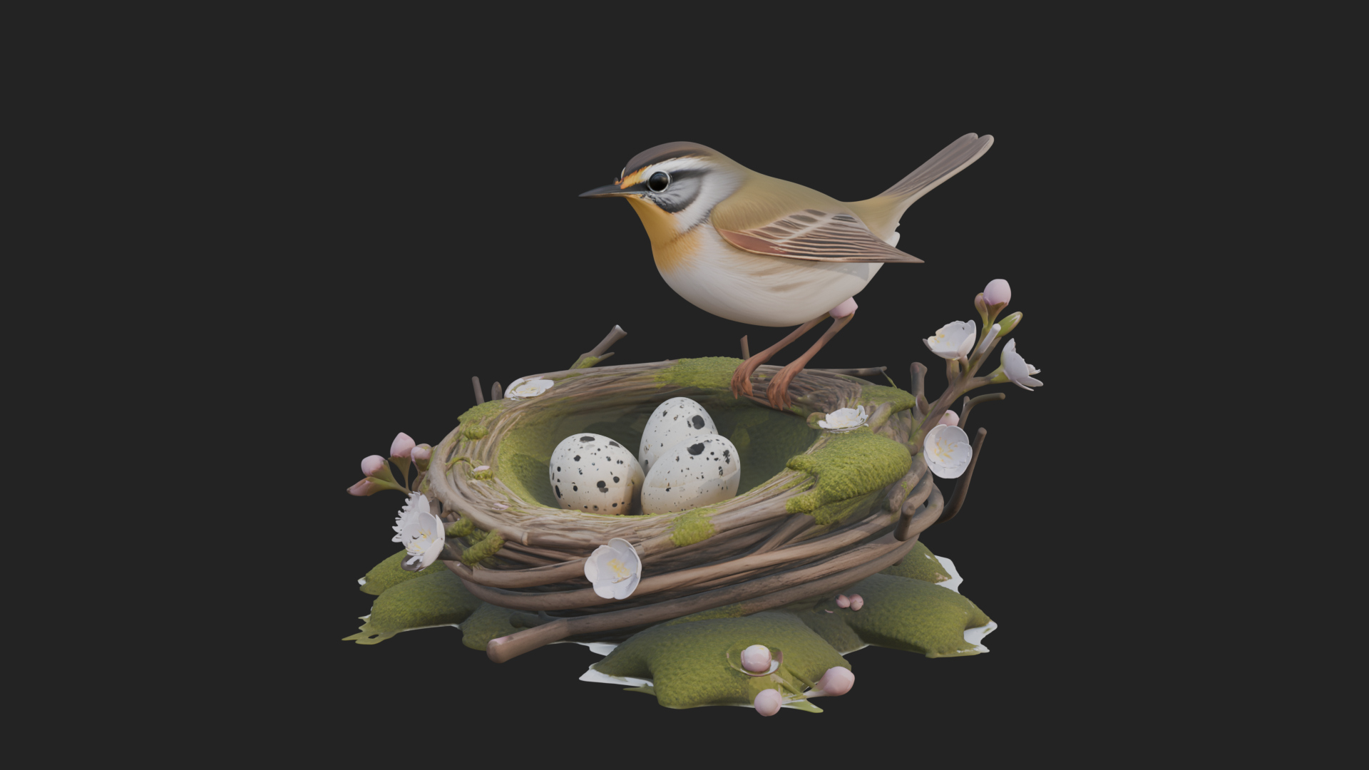 Bird Nest with Eggs Statue Design 1 3D Print Model 3D Model