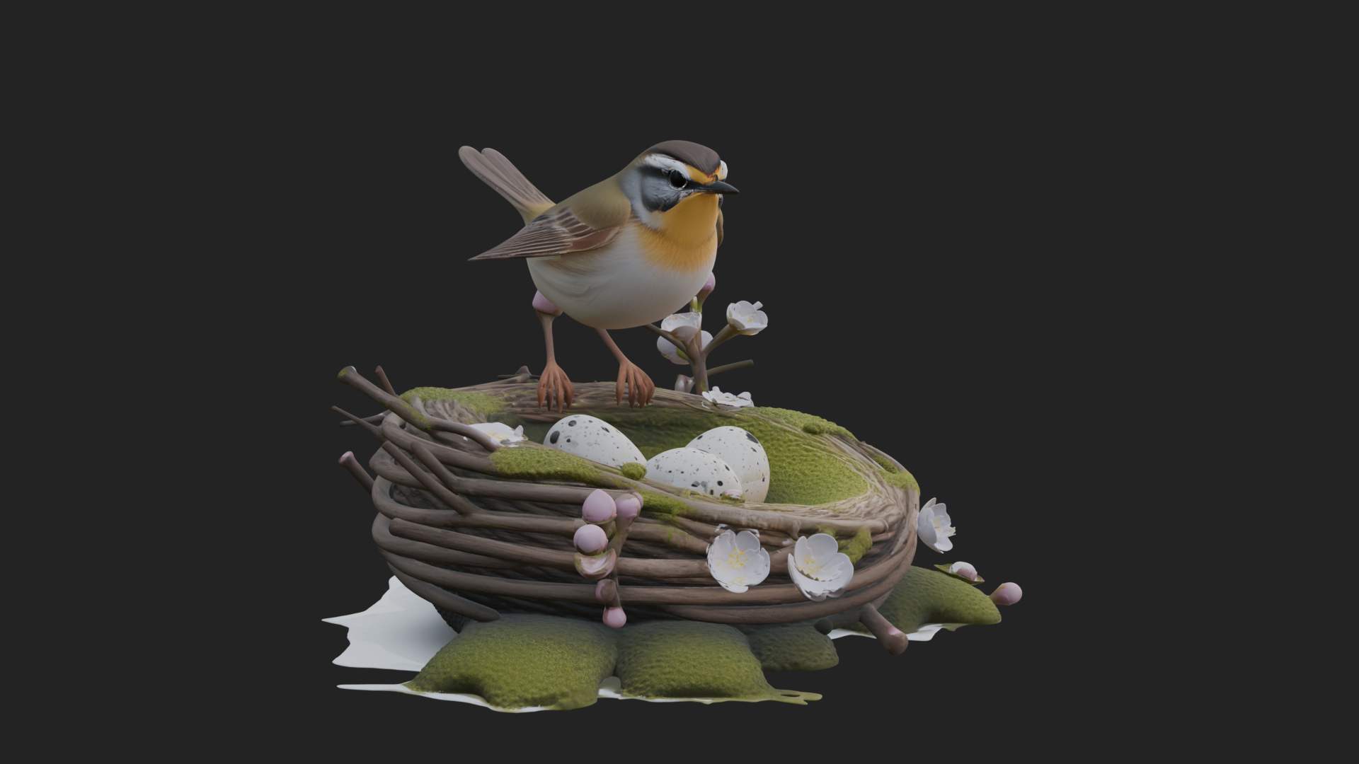 Bird Nest with Eggs Statue Design 1 3D Print Model 3D Model