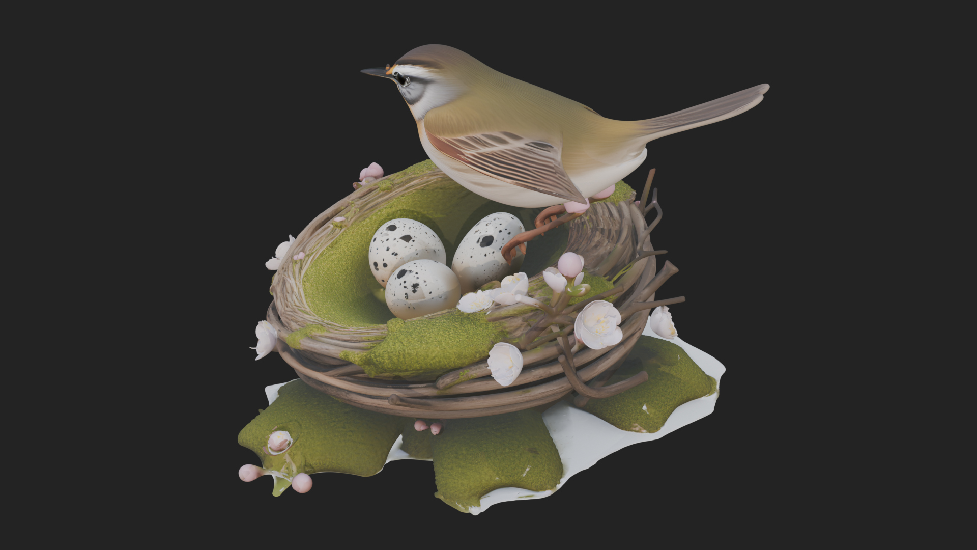 Bird Nest with Eggs Statue Design 1 3D Print Model 3D Model