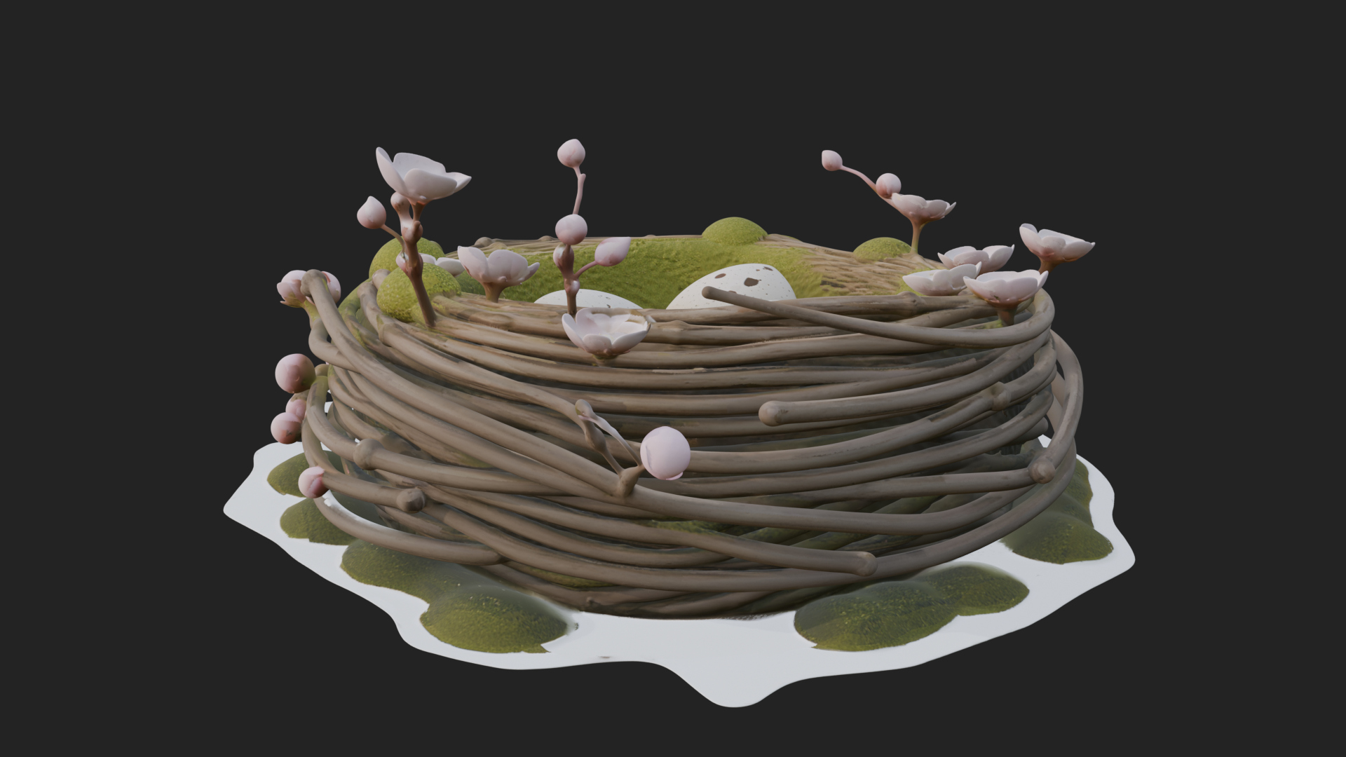 Bird Nest with Eggs Statue Design 2 3D Print Model 3D Model