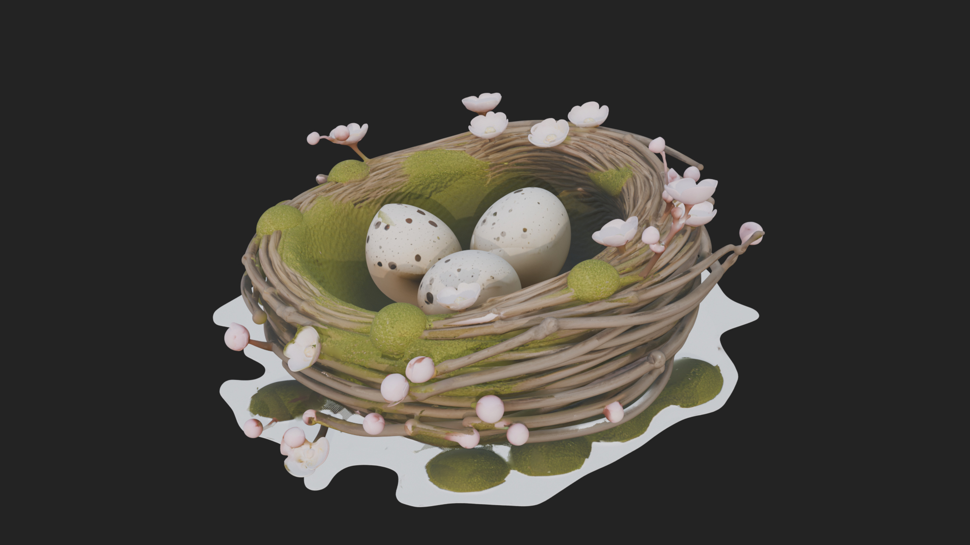 Bird Nest with Eggs Statue Design 2 3D Print Model 3D Model