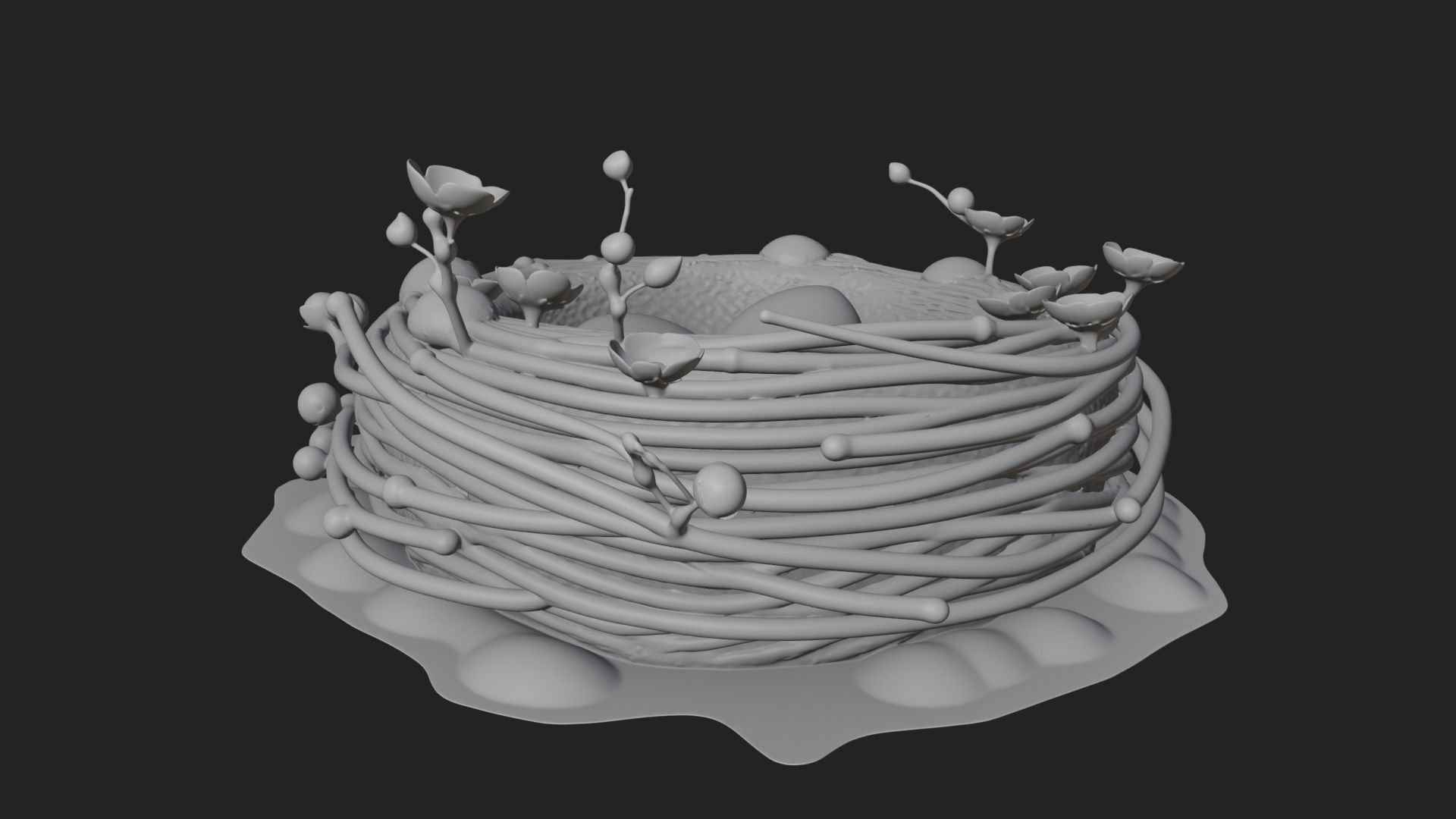 Bird Nest with Eggs Statue Design 2 3D Print Model 3D Model