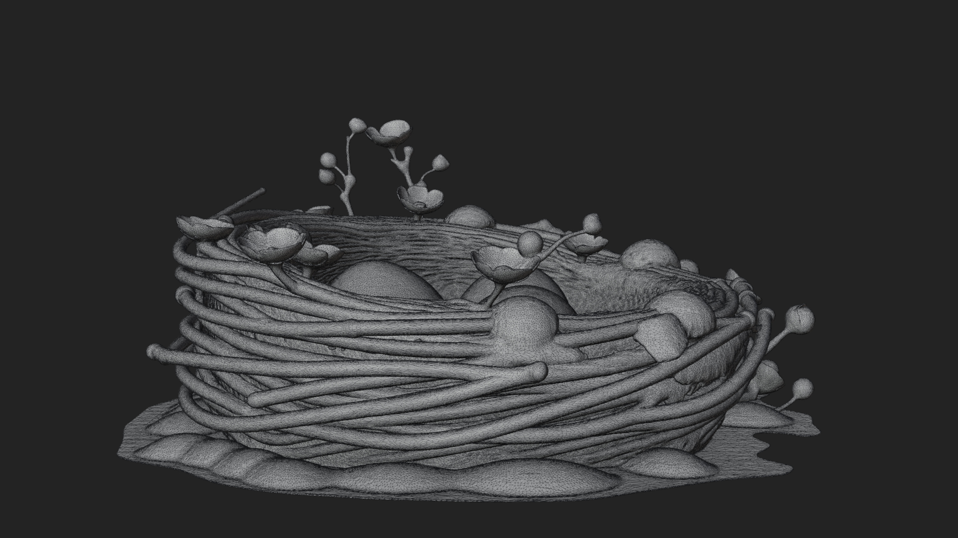 Bird Nest with Eggs Statue Design 2 3D Print Model 3D Model