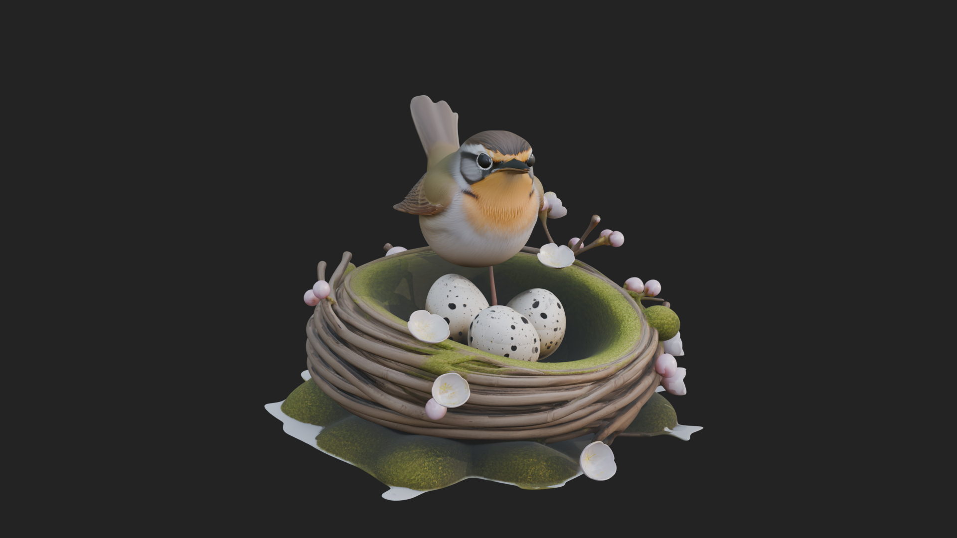 Bird Nest with Eggs Statue Design 3 3D Print Model 3D Model
