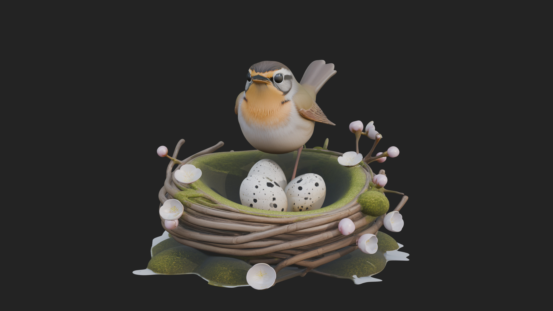 Bird Nest with Eggs Statue Design 3 3D Print Model 3D Model