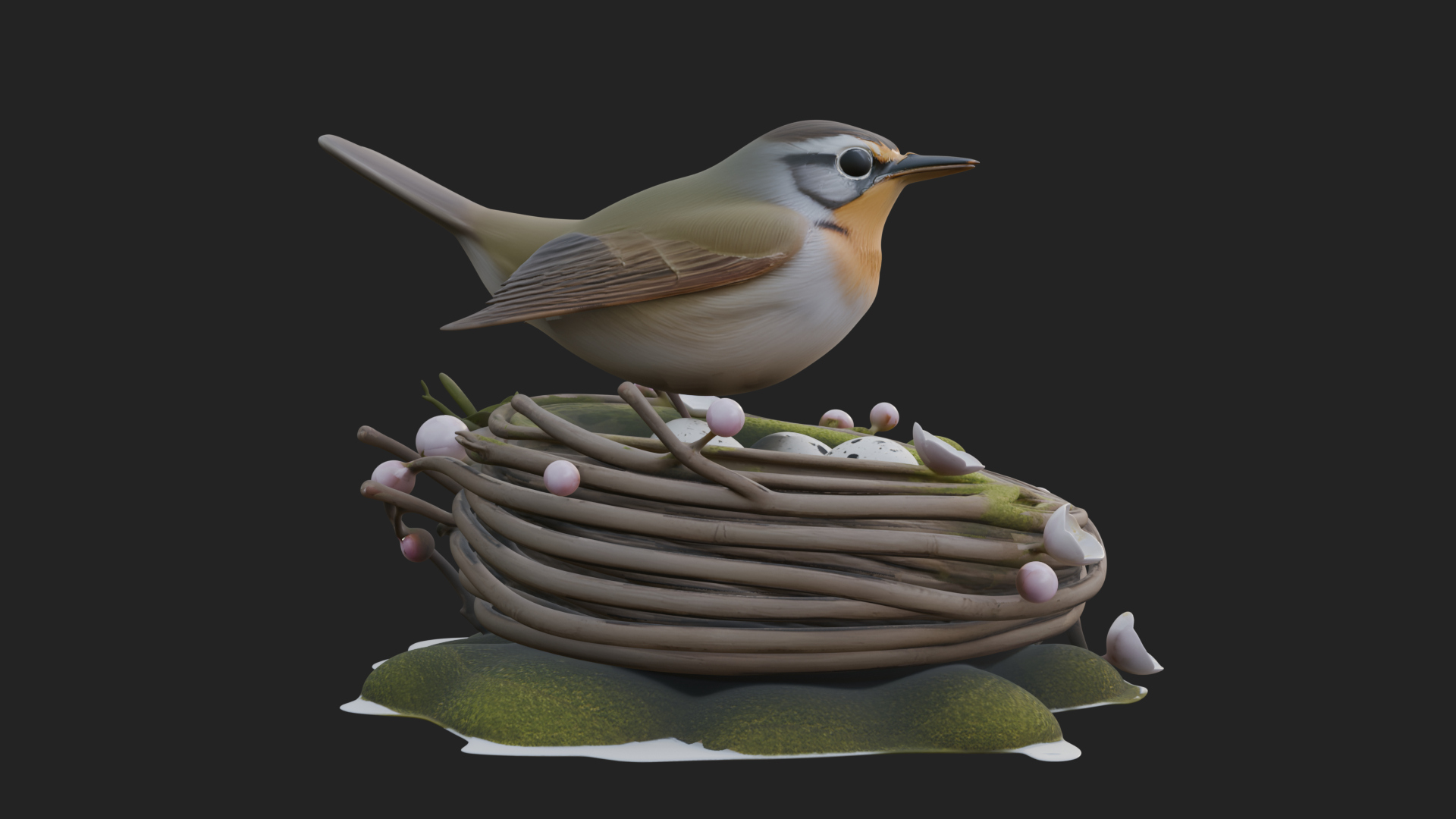 Bird Nest with Eggs Statue Design 3 3D Print Model 3D Model