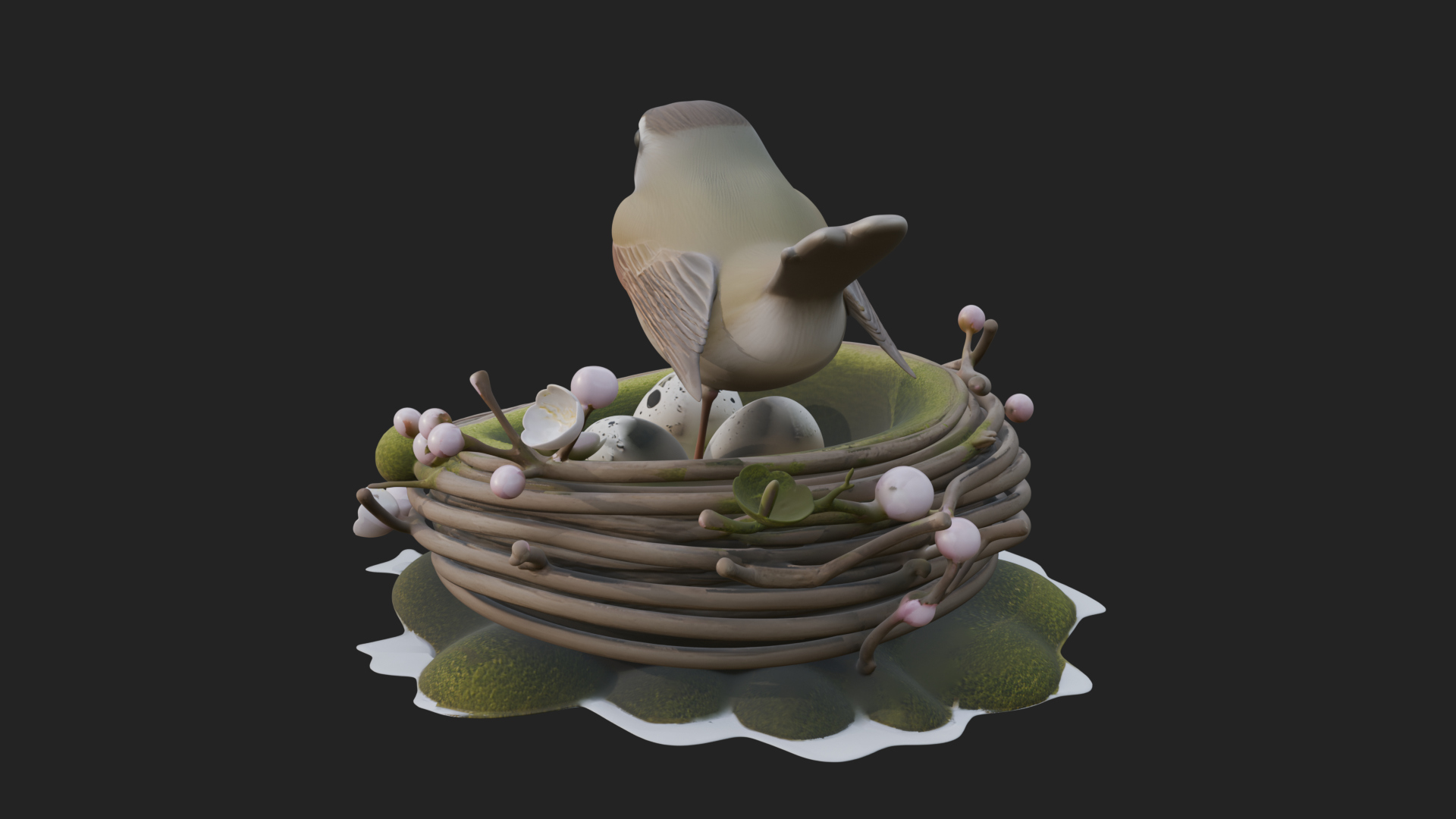 Bird Nest with Eggs Statue Design 3 3D Print Model 3D Model