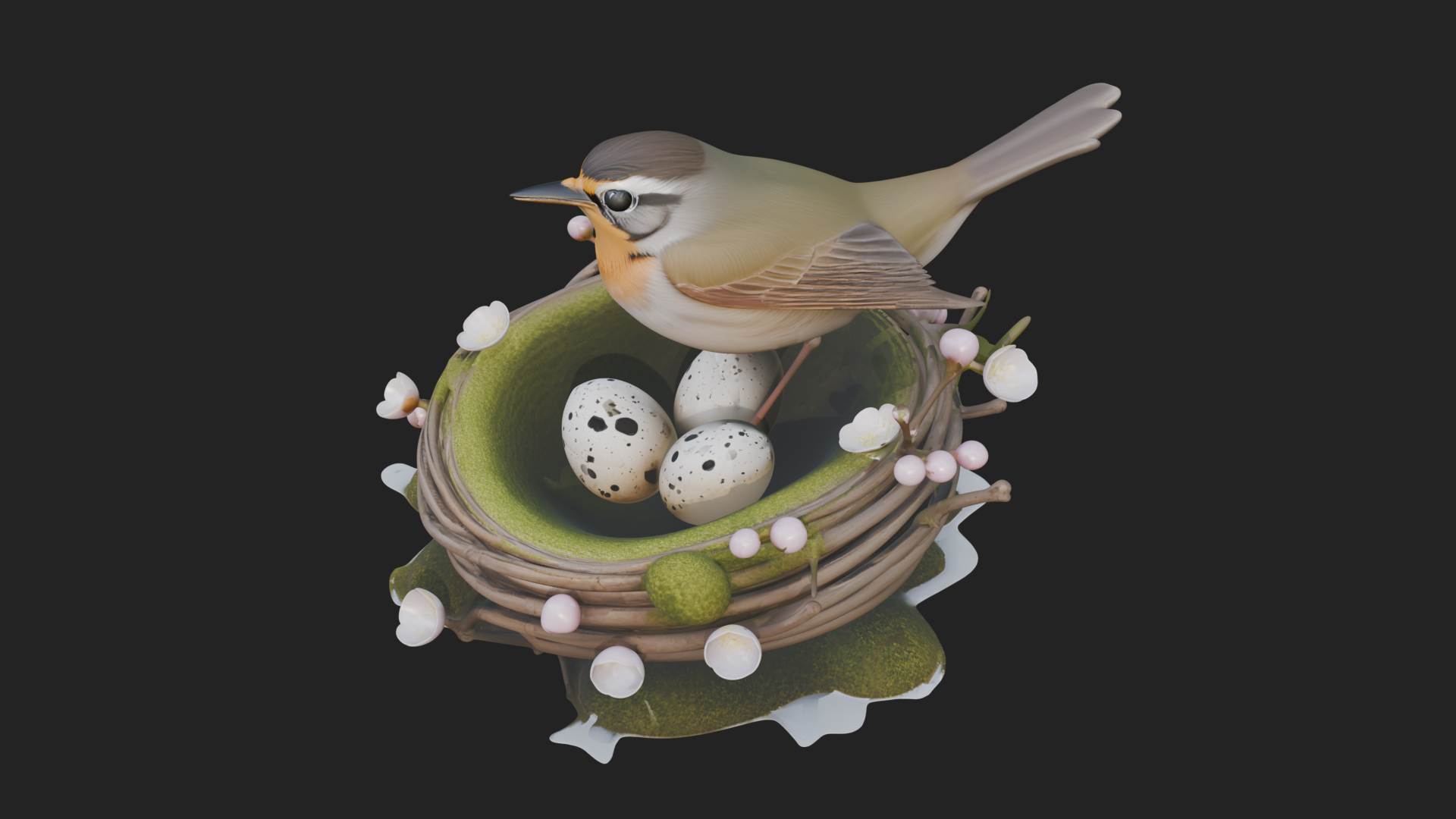 Bird Nest with Eggs Statue Design 3 3D Print Model 3D Model