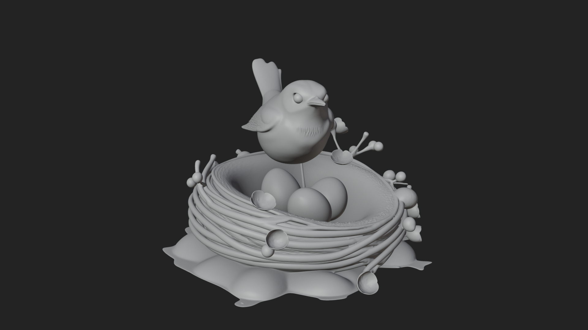 Bird Nest with Eggs Statue Design 3 3D Print Model 3D Model