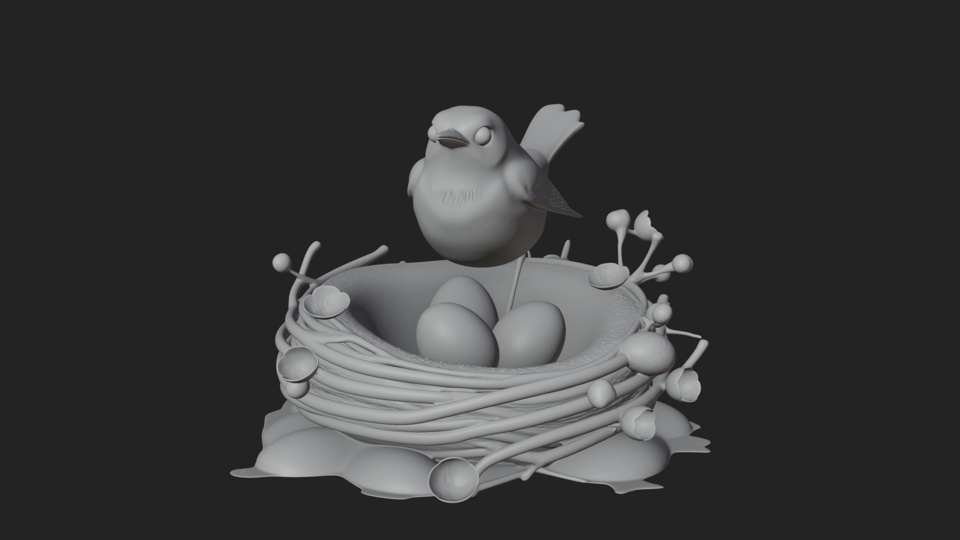Bird Nest with Eggs Statue Design 3 3D Print Model 3D Model