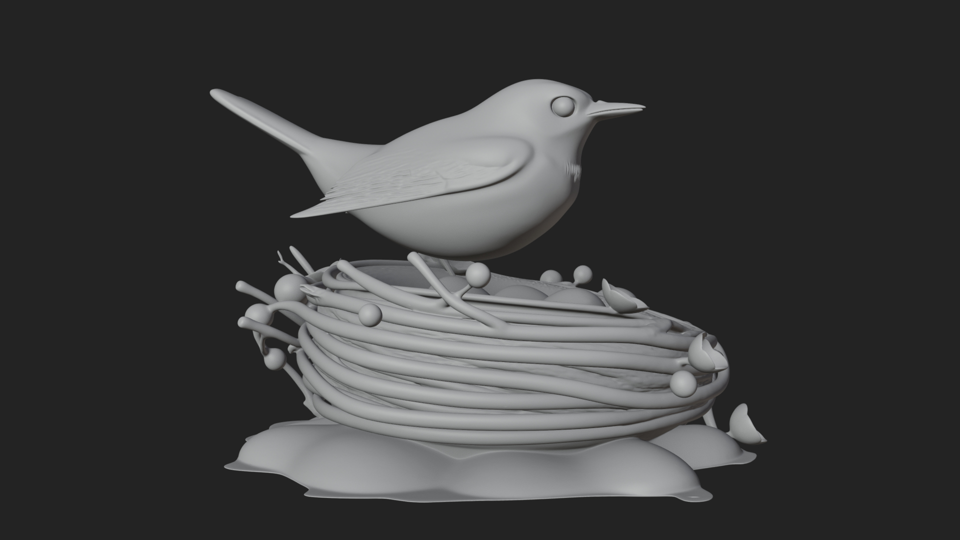 Bird Nest with Eggs Statue Design 3 3D Print Model 3D Model