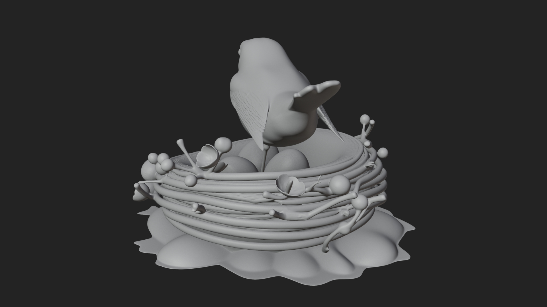 Bird Nest with Eggs Statue Design 3 3D Print Model 3D Model
