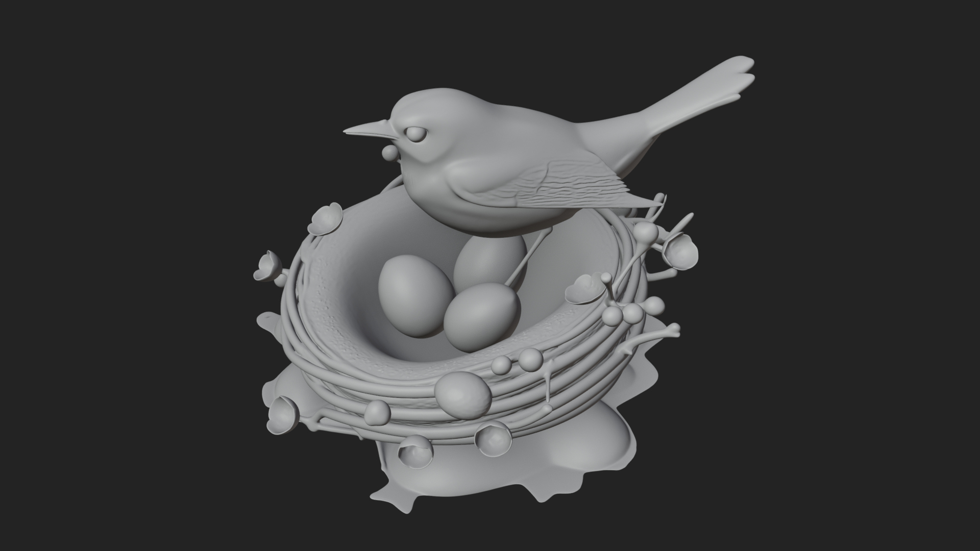 Bird Nest with Eggs Statue Design 3 3D Print Model 3D Model