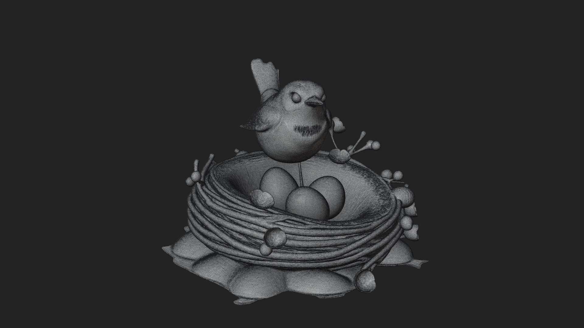 Bird Nest with Eggs Statue Design 3 3D Print Model 3D Model