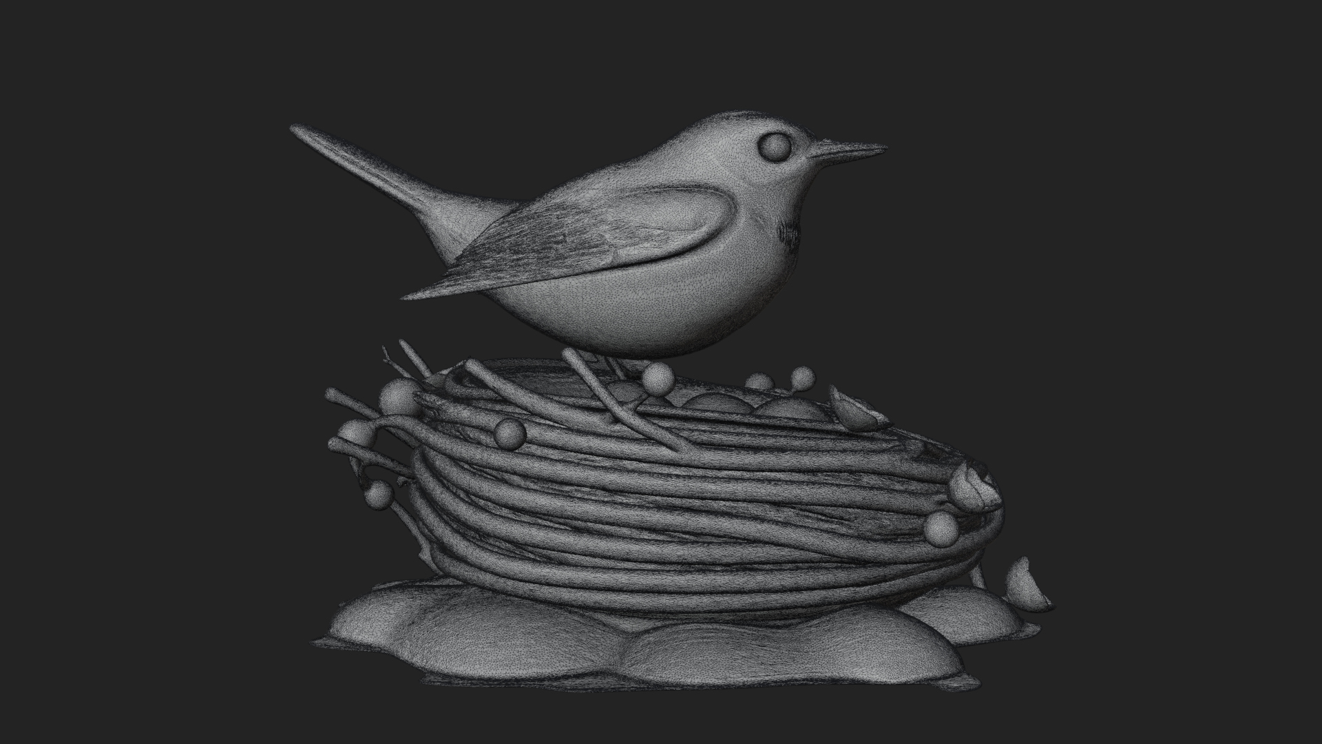 Bird Nest with Eggs Statue Design 3 3D Print Model 3D Model