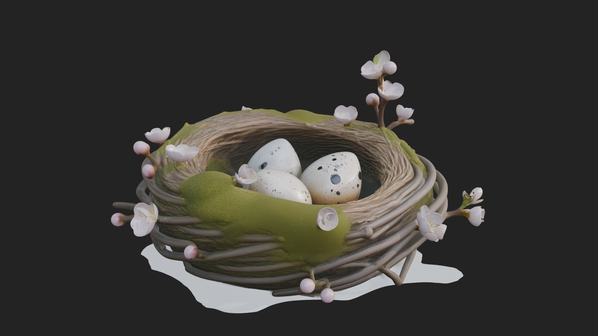 Bird Nest with Eggs Statue Design 4 3D Print Model 3D Model