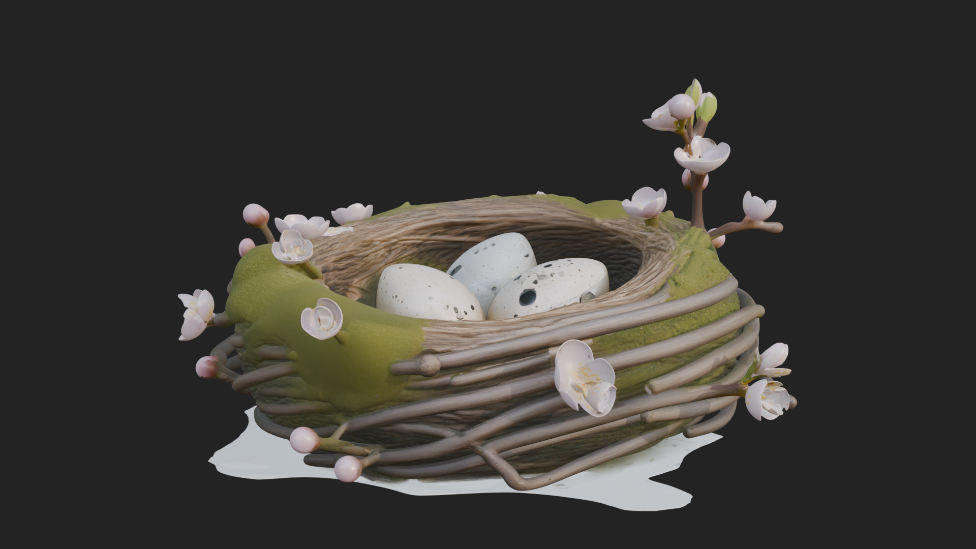Bird Nest with Eggs Statue Design 4 3D Print Model 3D Model