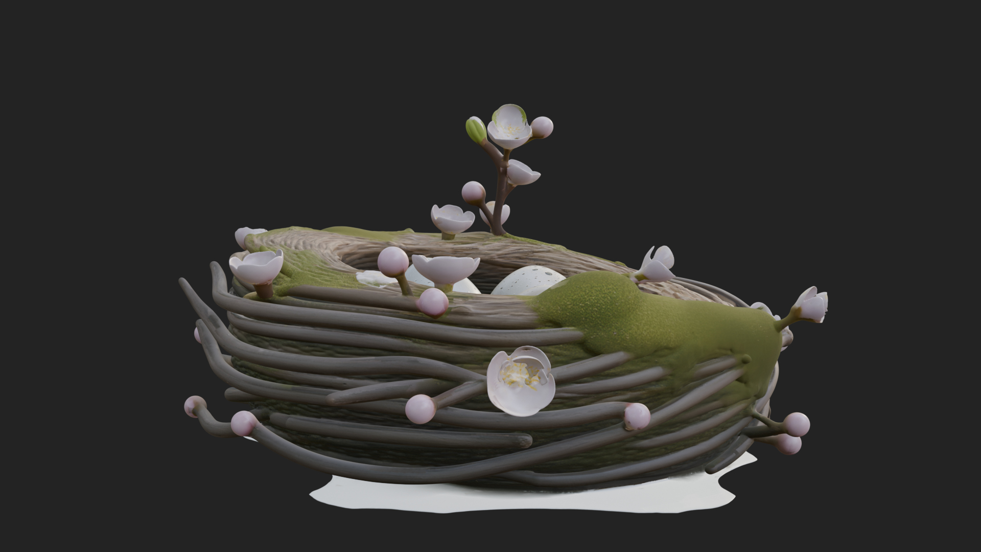 Bird Nest with Eggs Statue Design 4 3D Print Model 3D Model