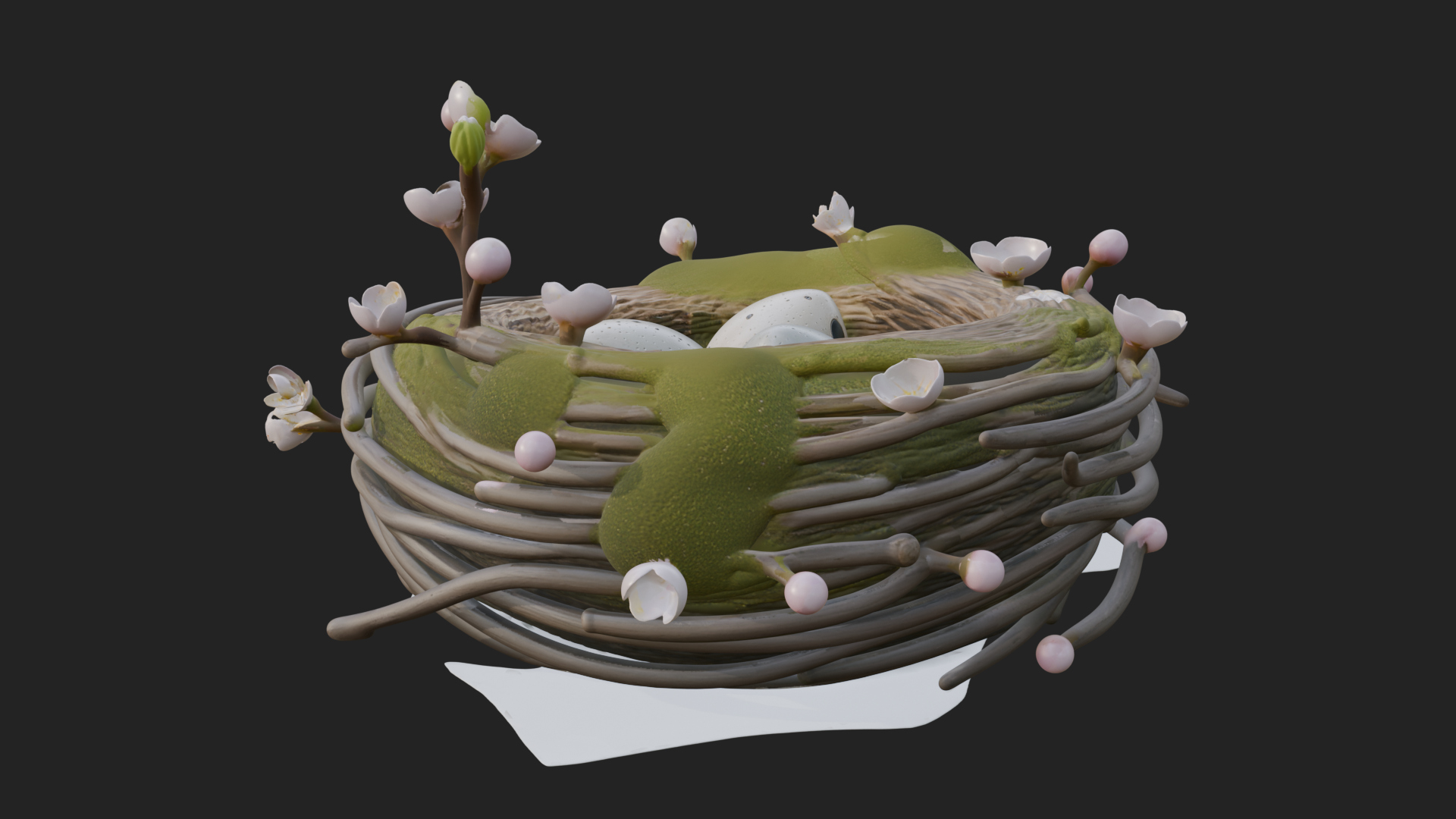 Bird Nest with Eggs Statue Design 4 3D Print Model 3D Model