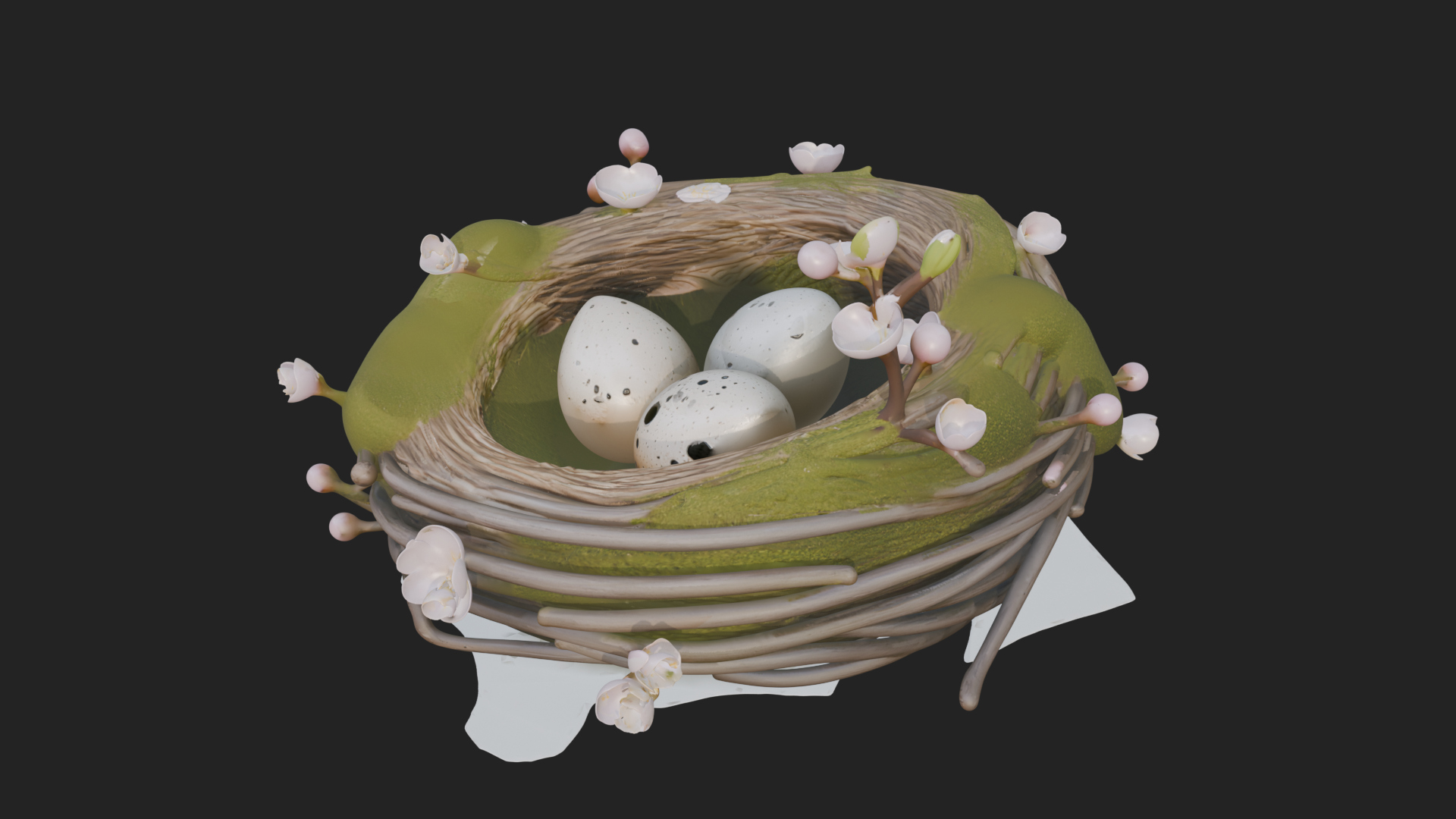 Bird Nest with Eggs Statue Design 4 3D Print Model 3D Model