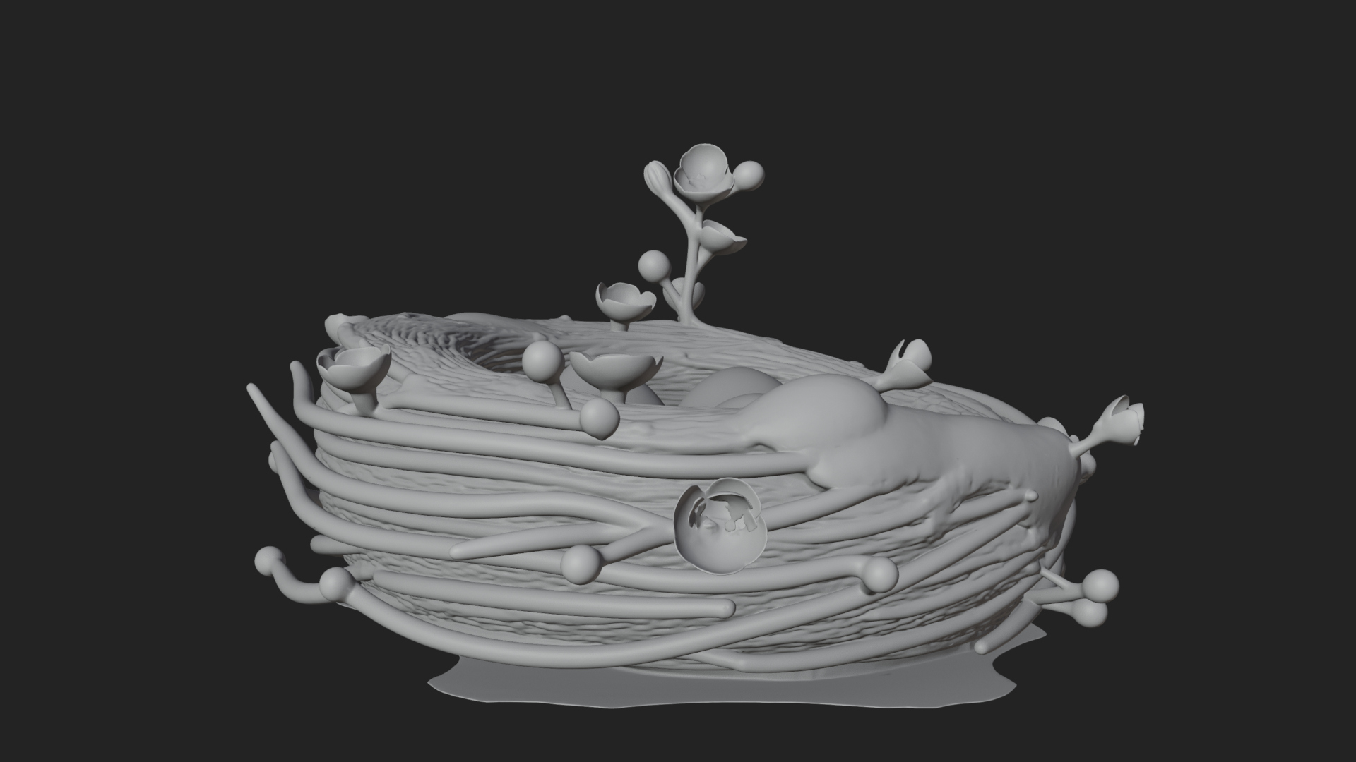 Bird Nest with Eggs Statue Design 4 3D Print Model 3D Model