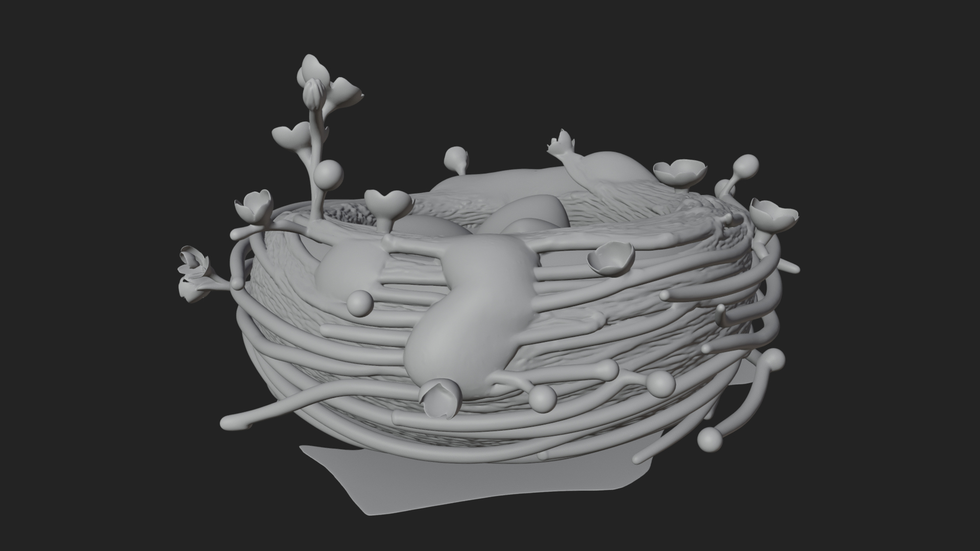 Bird Nest with Eggs Statue Design 4 3D Print Model 3D Model