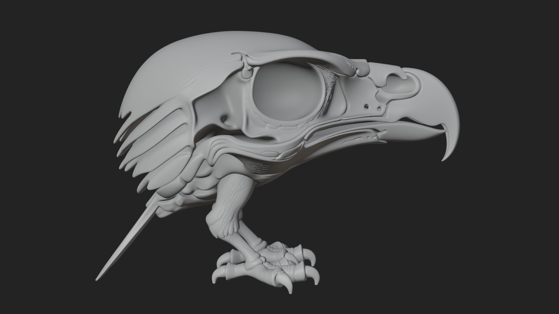 Bird Skull Statue Design 1 3D Print Model 3D Model
